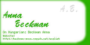 anna beckman business card